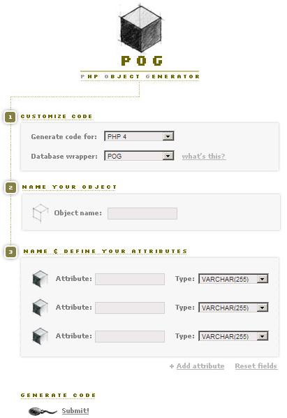 PHP Object Generator Form